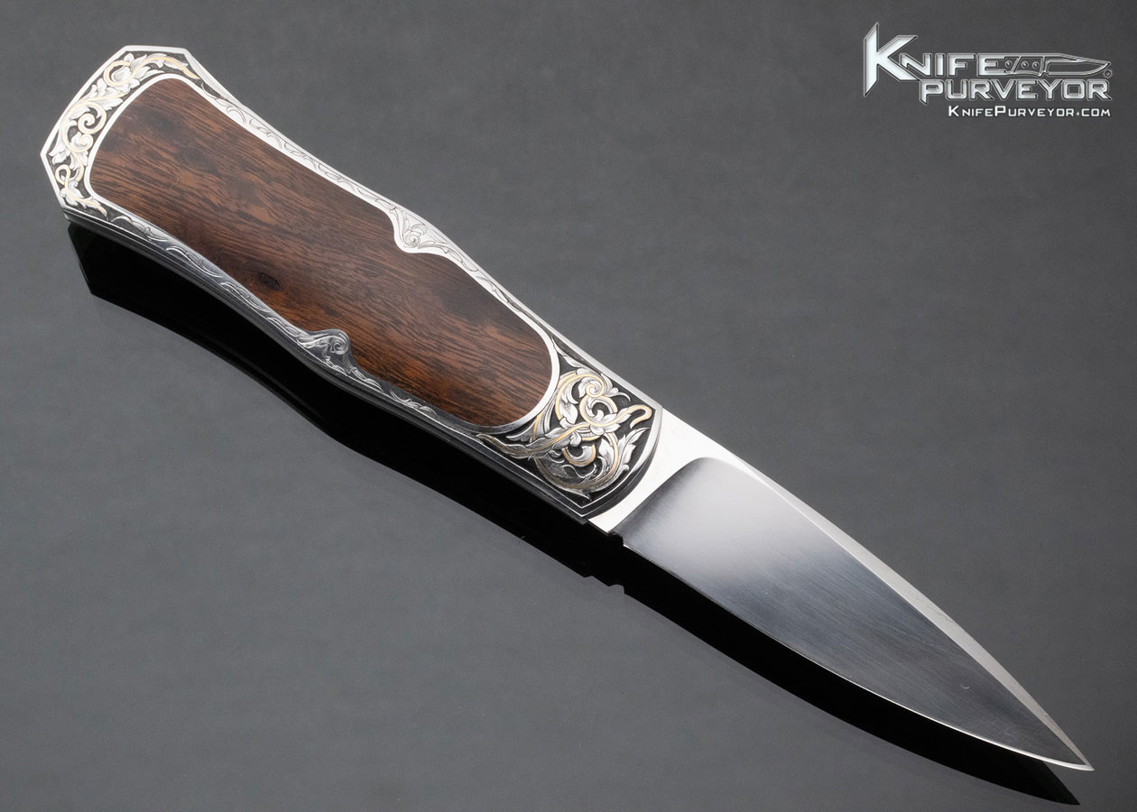 Steve Hoel Custom Knife Ron Nott Engraved Desert Ironwood Interframe Coke Bottle Dagger - Image 3