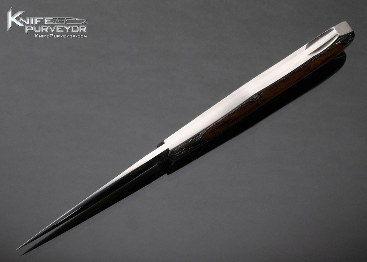 Steve Hoel Custom Knife Ron Nott Engraved Desert Ironwood Interframe Coke Bottle Dagger - Image 6