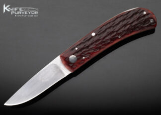 Steve Hoel Custom Knife Red Jigged Bone Lockkback 15193