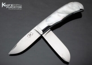 Steve Hoel Custom Knives Mother of Pearl Interframe 2 Blade Lockback 15196
