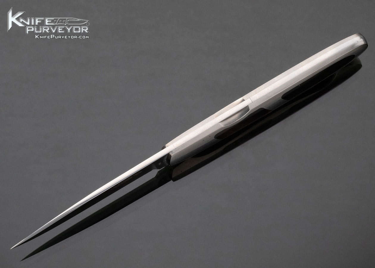 Tom Overeynder Custom Knife Black Lip Tahitian Pearl Shell Double Interframe Titanium Frontlock - Image 5