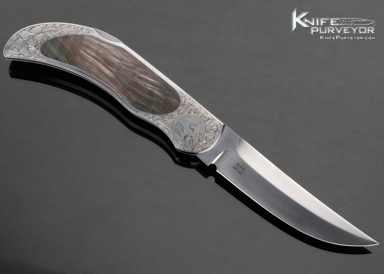 Warren Osborne Custom Knife Chris Meyer Engraved Black Lip Persian Lockback - Image 4