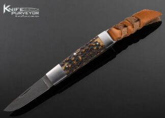 Yoshio Sakauchi Custom Knife Damascus and Stag Bale Lock 15186