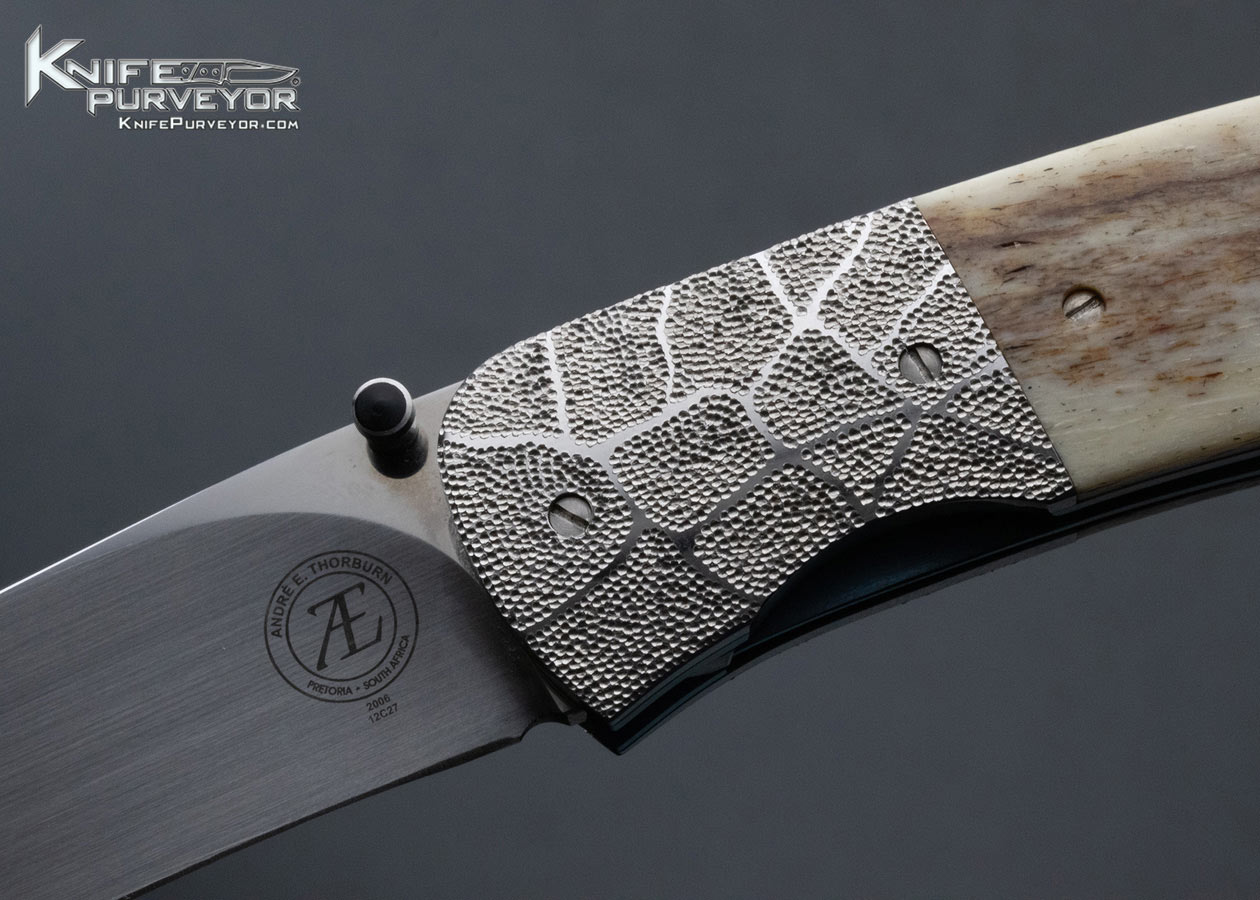 Andre Thorburn Custom Knife Sandvic and Giraffe Bone Linerlock - Image 2