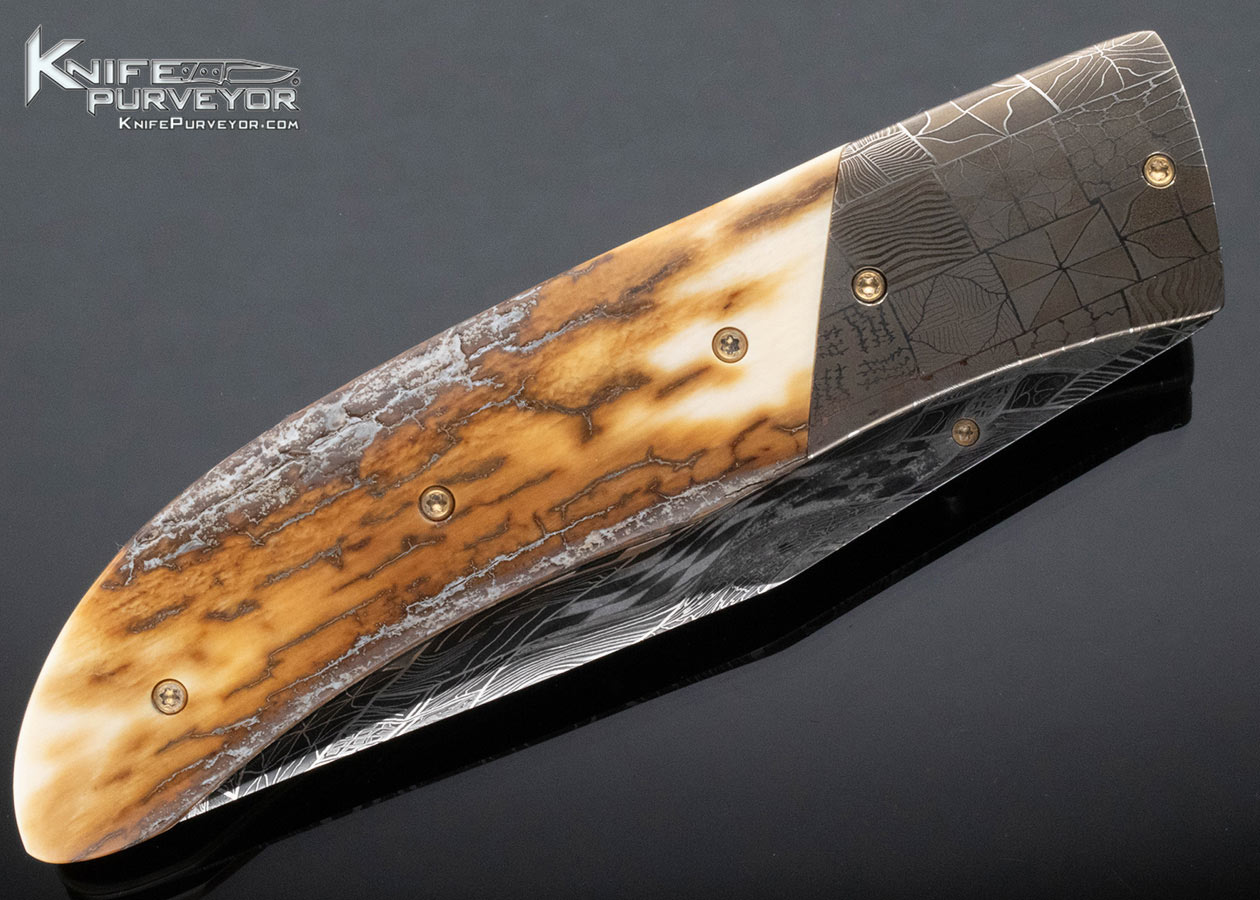 Bill Coffey Custom Knife Mosaic Damascus and Mammoth Linerlock - Image 3