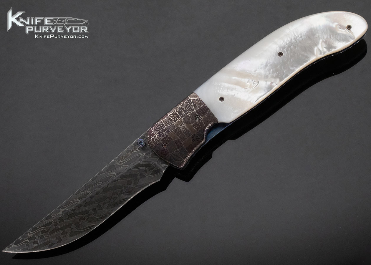 Don Maxwell Custom Knife Robert Eggerling Mosaic Damascus and Mother of Pearl LinerLock 15221