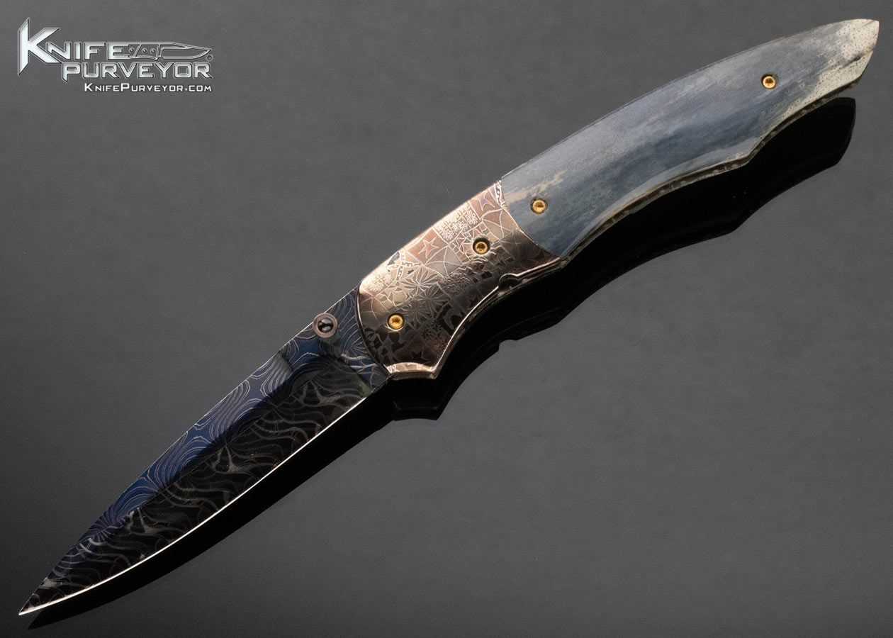 Frank Niro Custom Knife Mammoth and Rob Calcinore MultiBar Damascus with Chad Nichols Quilt Damascus Linerlock 15224