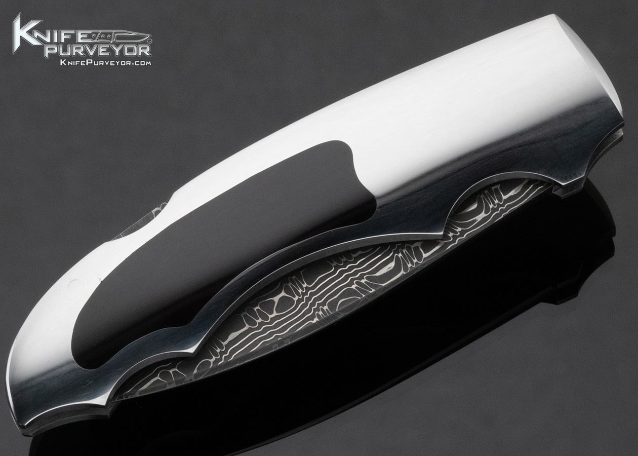 Joe Kious Custom Knife Black Jade and Damascus Lockback 15290
