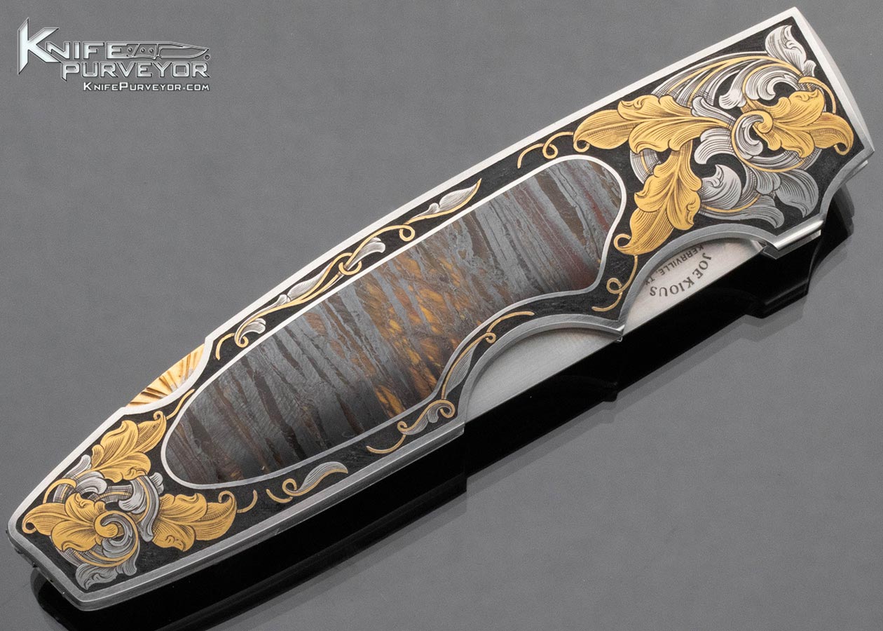 Joe Kious Custom Knife Joe Mason Engraved Tiger Iron Lockback - Image 4