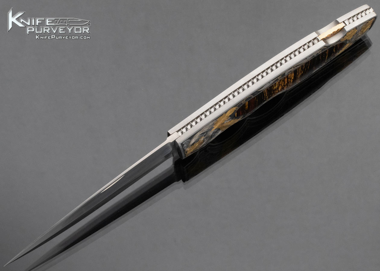Joe Kious Custom Knife Joe Mason Engraved Tiger Iron Lockback - Image 5