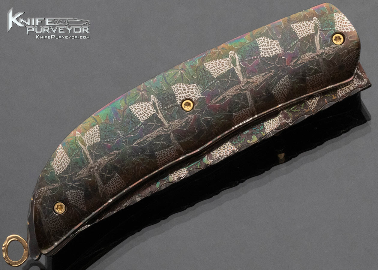 Johan Gustafsson Custom Knife Blued Sole-Authoship Damascus Linerlock - Image 4