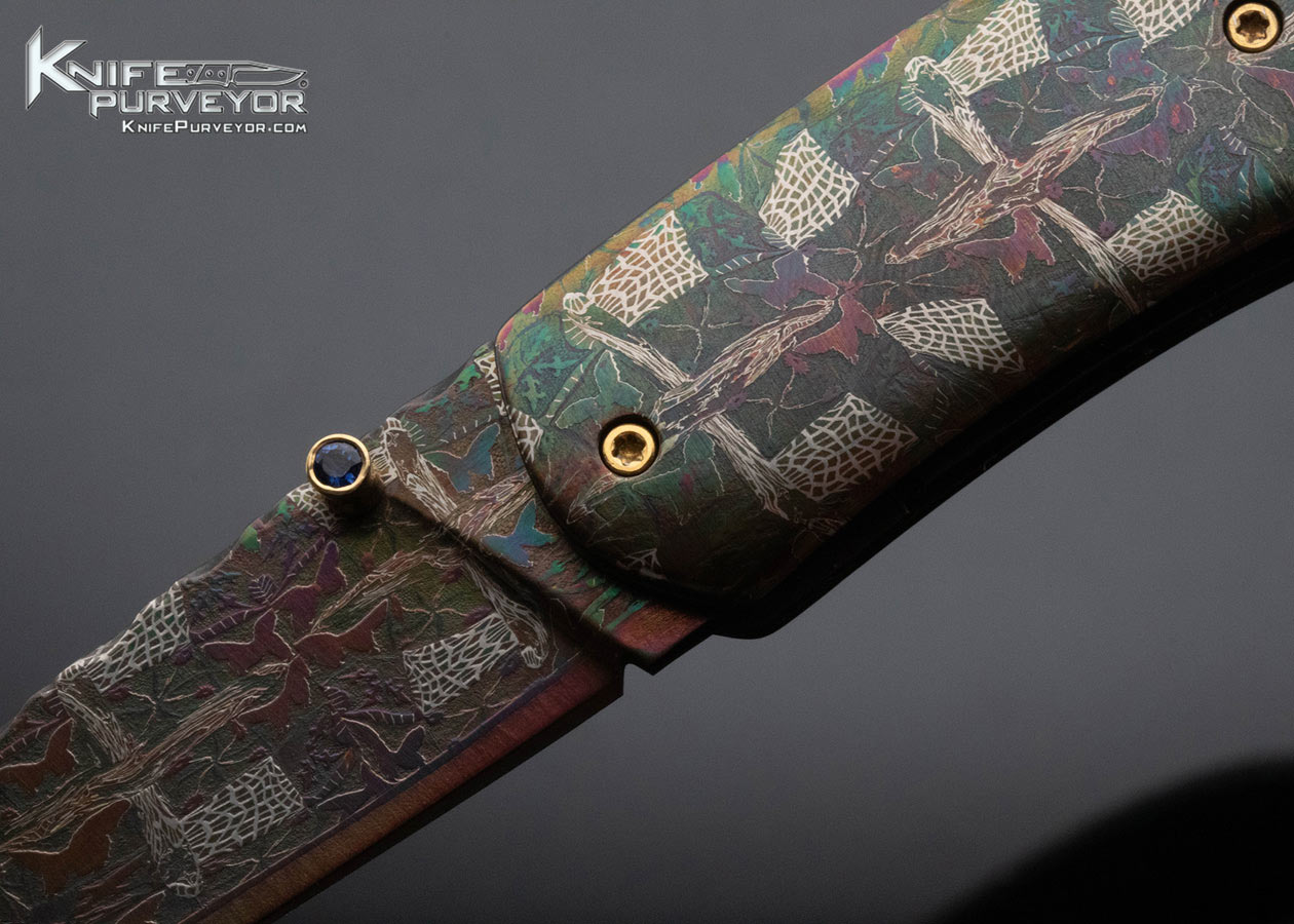 Johan Gustafsson Custom Knife Blued Sole-Authoship Damascus Linerlock - Image 2