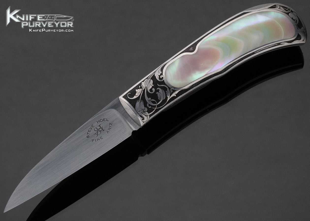 Steve Hoel Custom Knife Engraved Green Sea Snail Interframe Lockback 15289