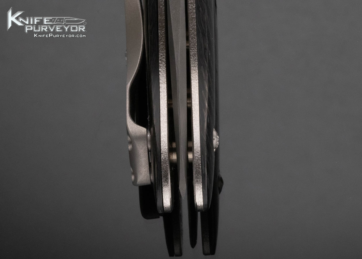 Allen Elishewitz Custom Knife Multi-Ground Damascus Zirconium Carbon Fiber Linerlock Flipper - Image 7
