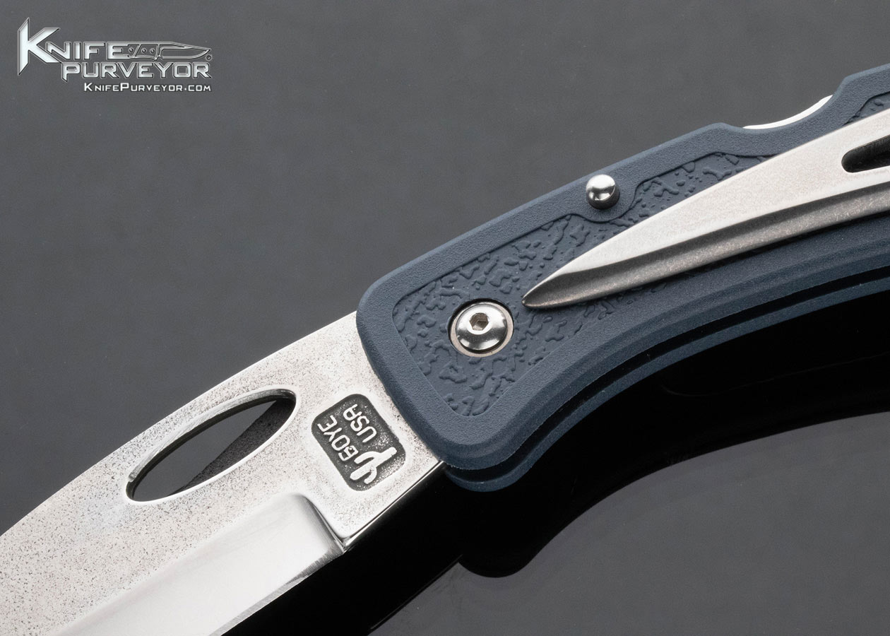 David Boye Custom Knife Denim Blue Cobalt Lockback with Marlin Spike 15295