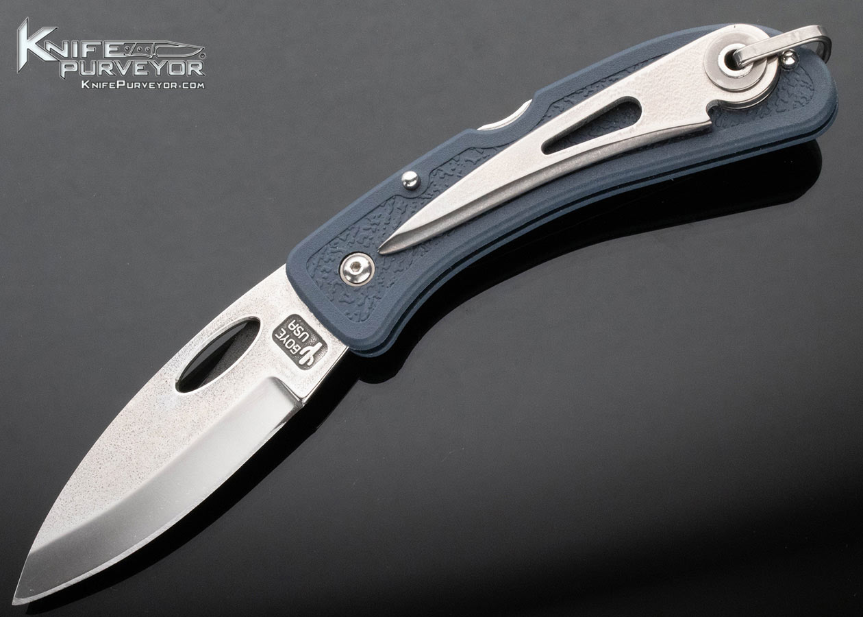 David Boye Custom Knife Denim Blue Cobalt Lockback with Marlin Spike 15295