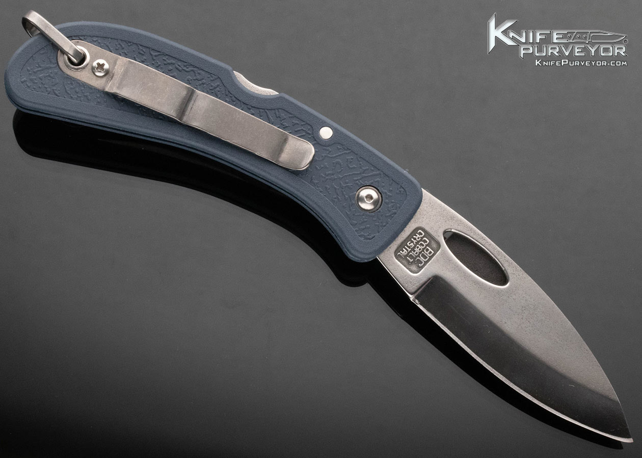 David Boye Custom Knife Denim Blue Cobalt Lockback with Marlin Spike - Image 3