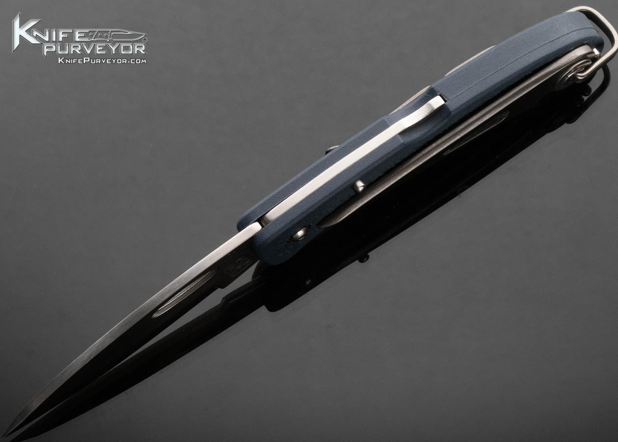 David Boye Custom Knife Denim Blue Cobalt Lockback with Marlin Spike - Image 7