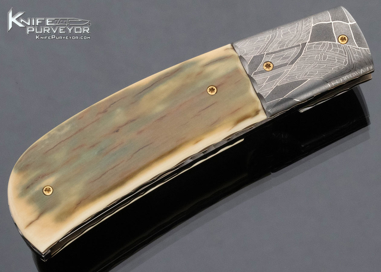 Francesco Pachi Custom Knife Damascus and Mammoth Linerlock - Image 4