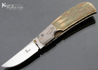 Francesco Pachi Custom Knife Damascus and Mammoth Linerlock 15249