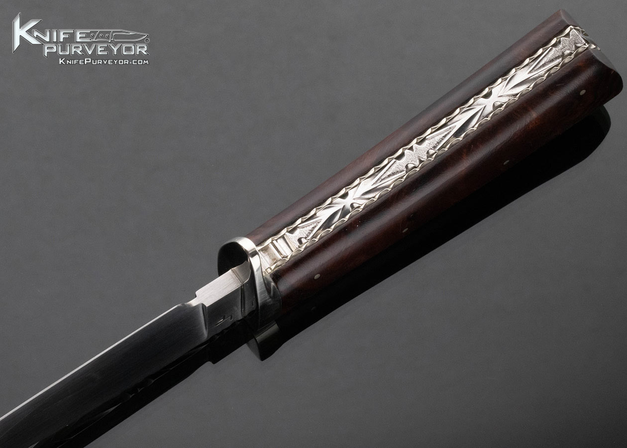 Larry Fuegen Custom Knife Desert Ironwood Forged Hunter with Hand Tooled Leather Sheath 15292