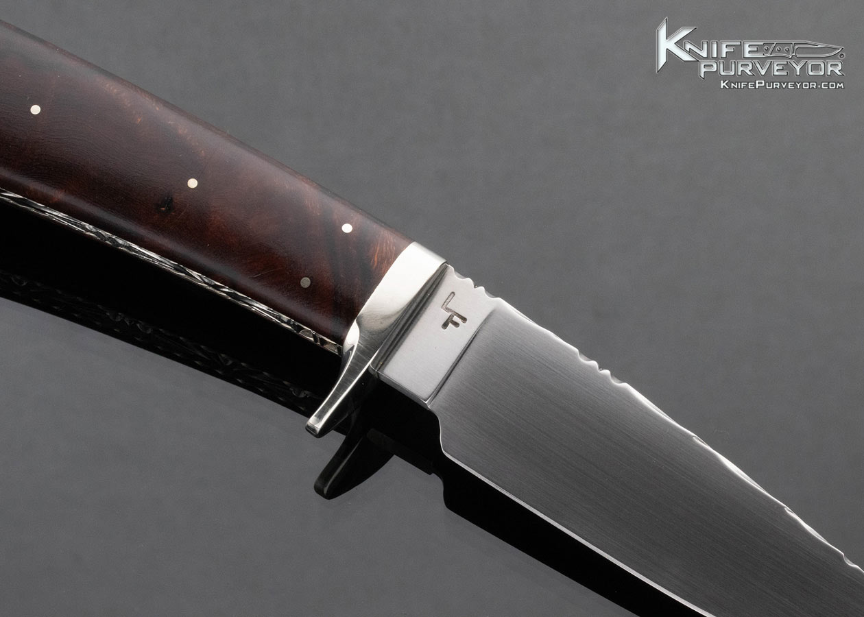 Larry Fuegen Custom Knife Desert Ironwood Forged Hunter with Hand Tooled Leather Sheath - Image 3