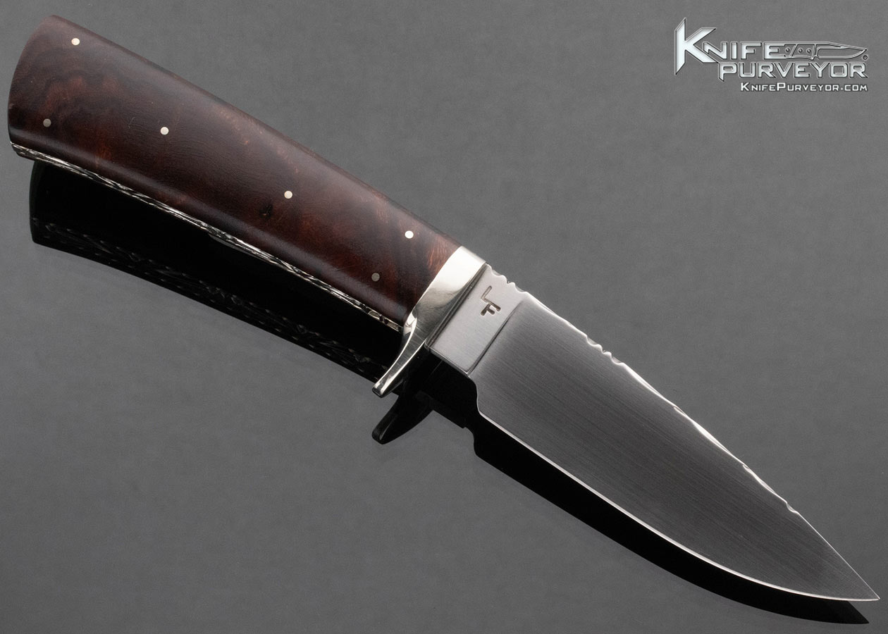 Larry Fuegen Custom Knife Desert Ironwood Forged Hunter with Hand Tooled Leather Sheath - Image 2