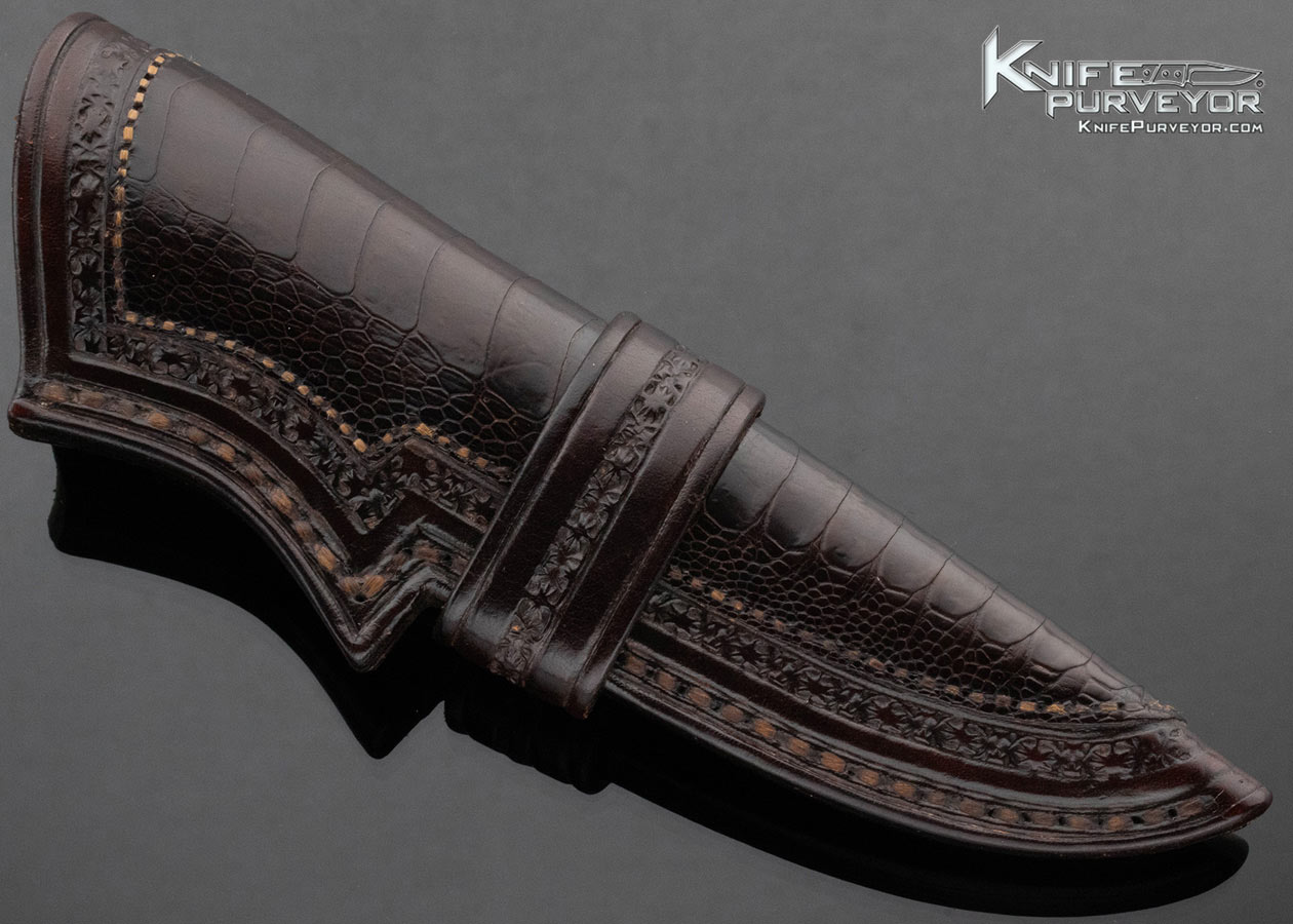 Larry Fuegen Custom Knife Desert Ironwood Forged Hunter with Hand Tooled Leather Sheath - Image 6