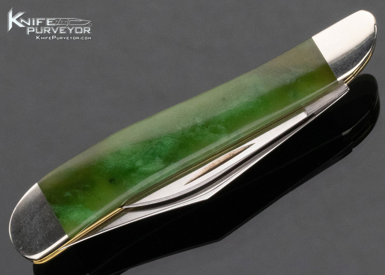 Michael Hoover "Case" Custom Knife 2 Blade "Peanut" Slip Joint with Polar Jade - Image 4