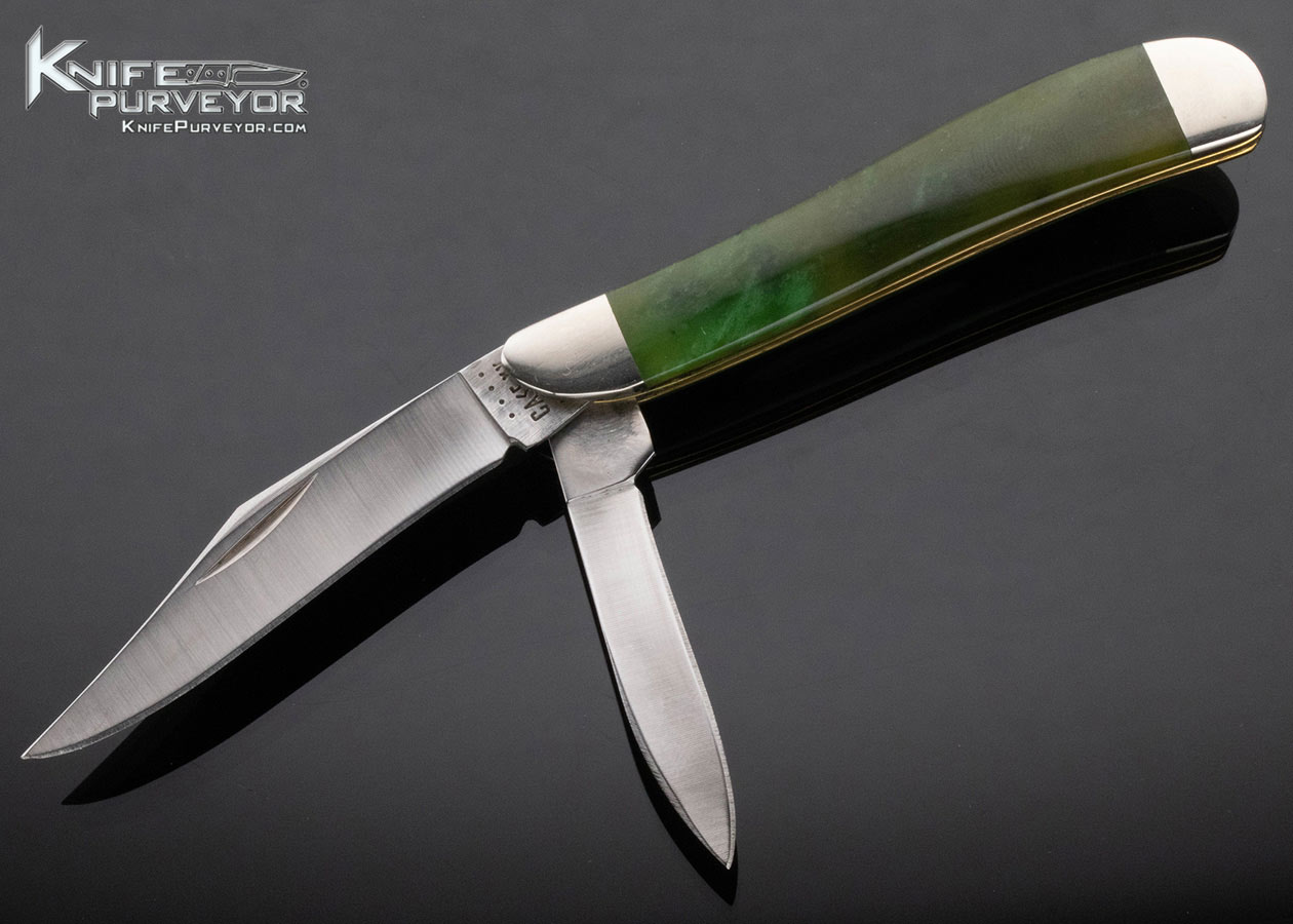 Michael Hoover "Case" Custom Knife 2 Blade "Peanut" Slip Joint with Polar Jade 15370