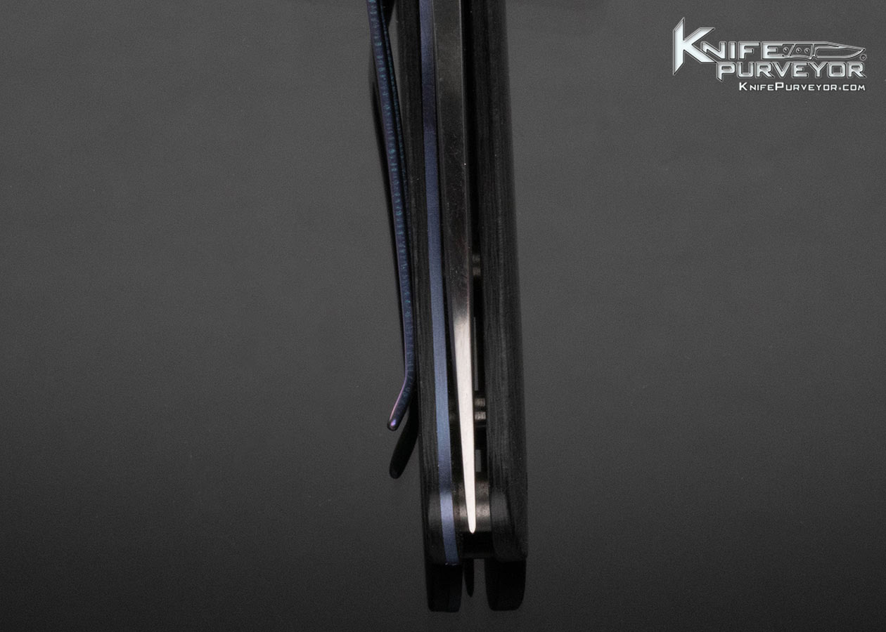 William Henry Custom Knife Carbon Fiber Linerlock with Leather Pouch - Image 7