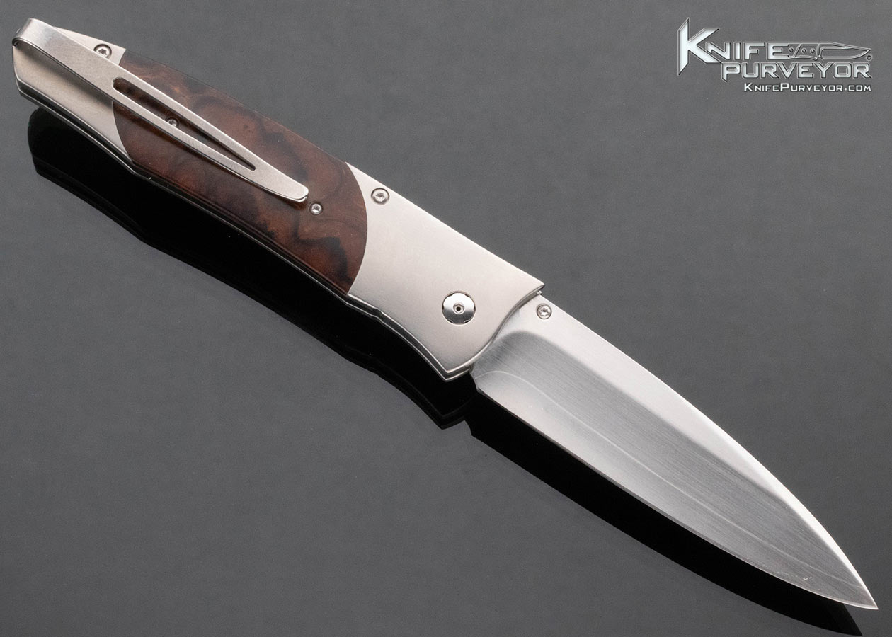 William Henry Custom Knife GenTac G30 1 Button Lock Folder with Koa Wood - Image 3