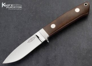 Bob-Loveless-Custom-Knife-GreenBlack-Swirl-Canvas-Micarta-Utility-Hunter-Riverside-Football-Logo-with-Sheath-