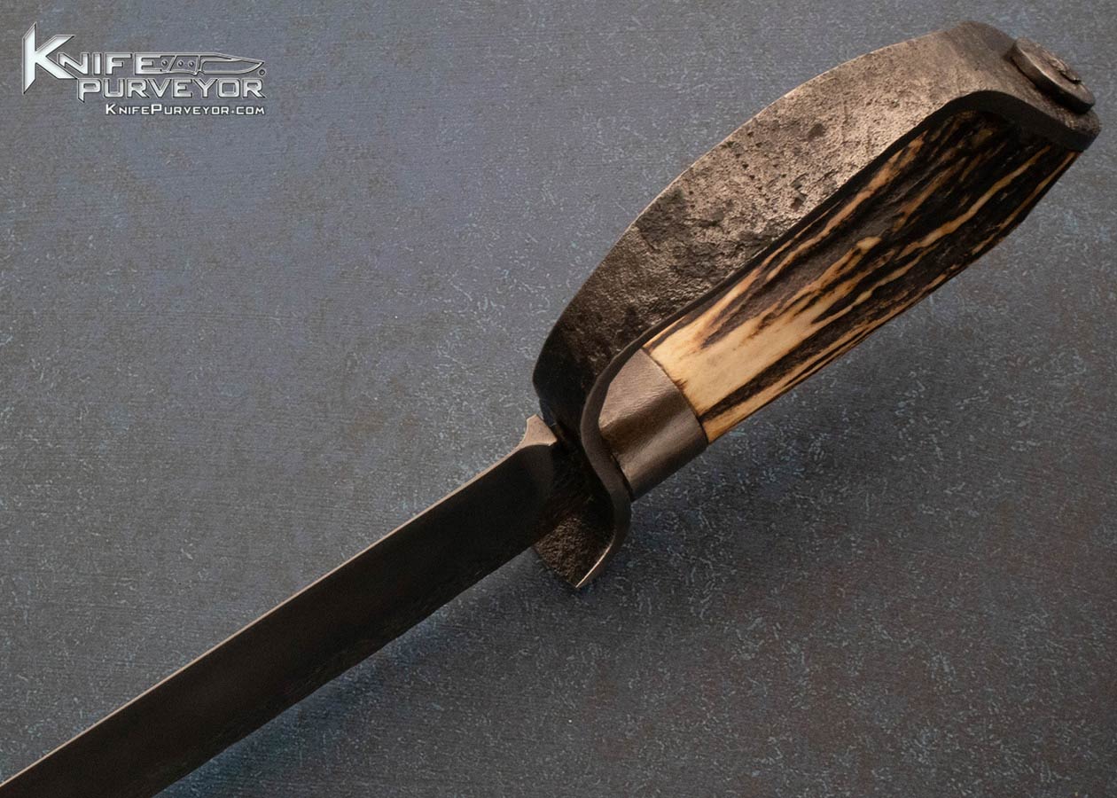 Daniel Winkler Custom Knife 1 of 3 ever made Hand Forged 1086v Steel D-Guard Bowie with Karen Shook Sheath Circa 2006 - Image 5