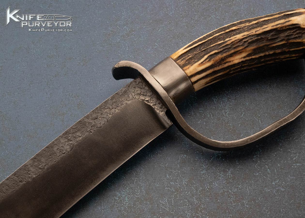 Daniel Winkler Custom Knife 1 of 3 ever made Hand Forged 1086v Steel D-Guard Bowie with Karen Shook Sheath Circa 2006 - Image 2