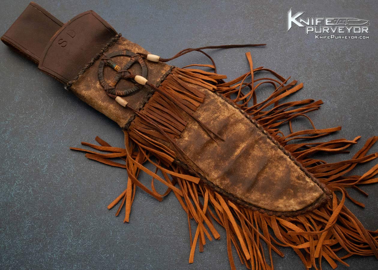 Daniel Winkler Custom Knife 1 of 3 ever made Hand Forged 1086v Steel D-Guard Bowie with Karen Shook Sheath Circa 2006 - Image 6