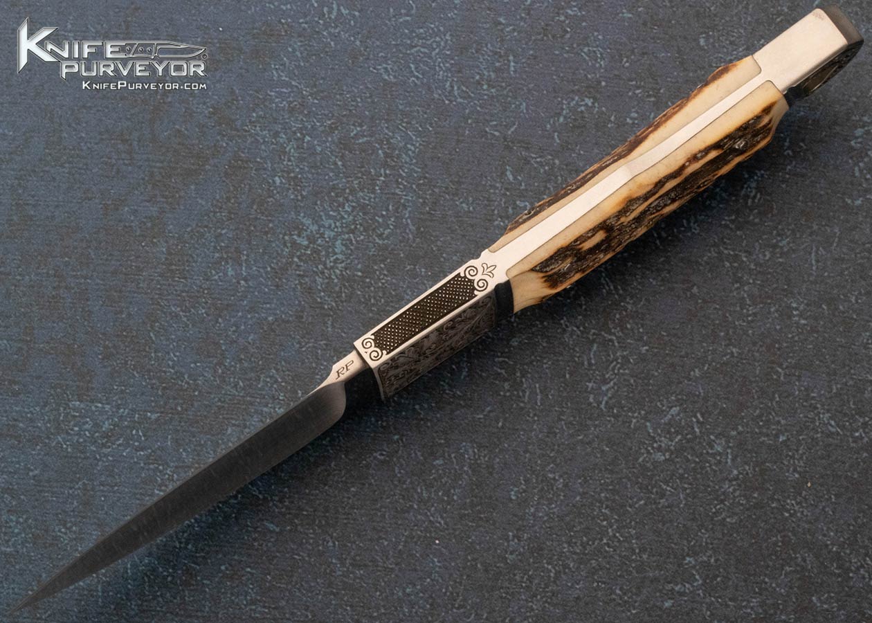 Dietmar Kressler Custom Knife Stag Integral Stiffhorn Engraved by R.P. 15501