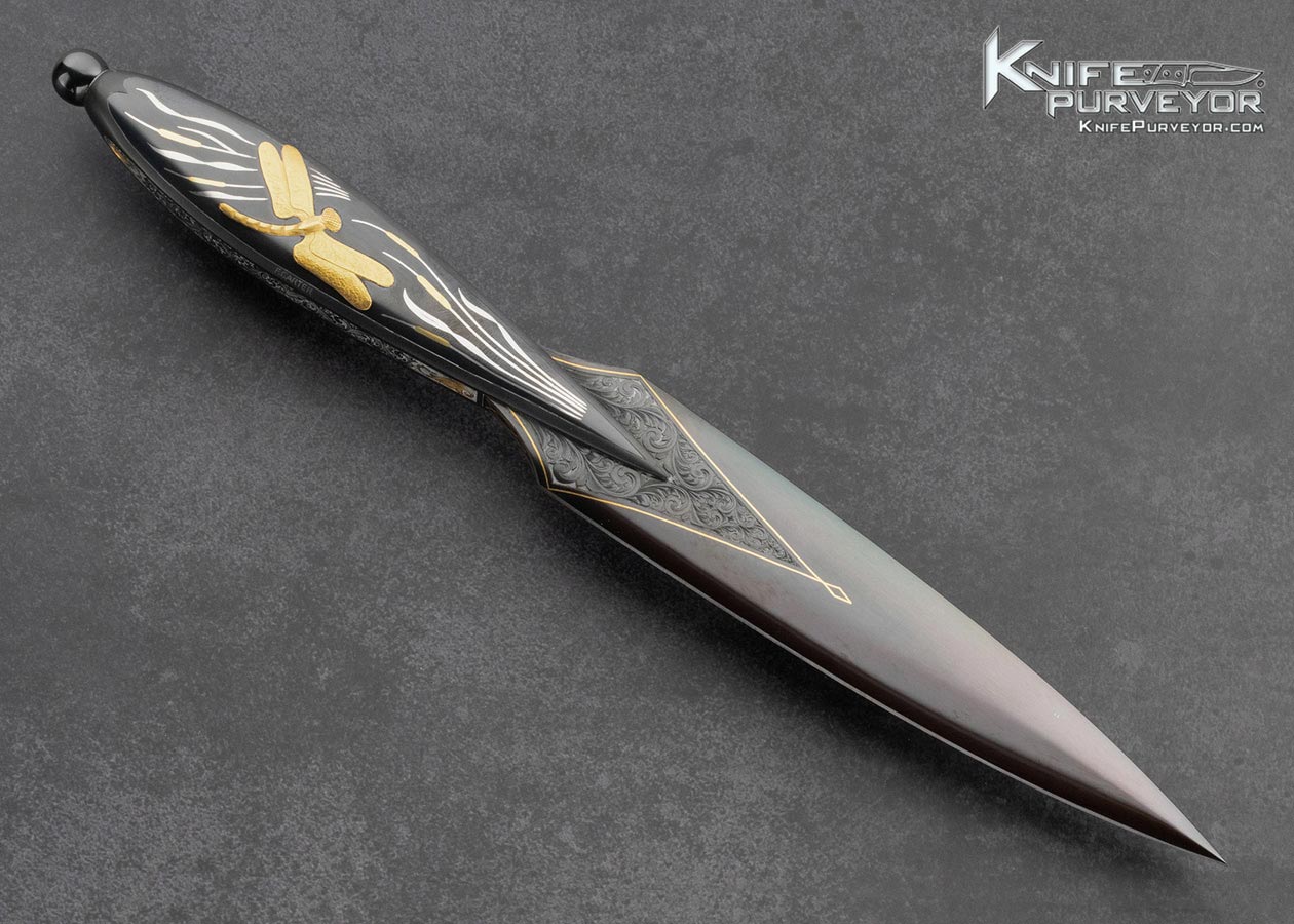 Dr. Fred Carter Custom Knives Sole Authorship Engraved 2007 AKI Dragonfly Dagger - Image 3