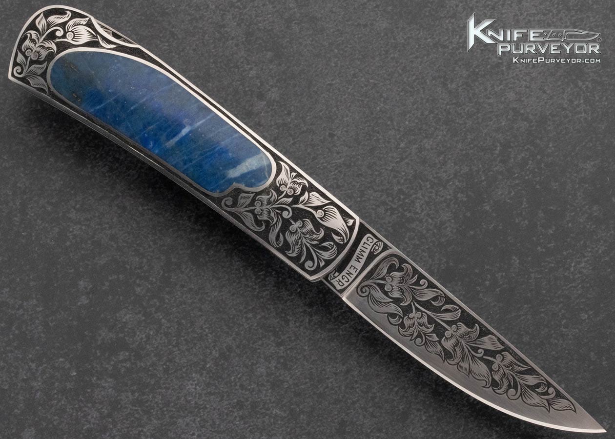 Eldon Peterson Custom Knife Lapis Lazuli Interframe Engraved by Tony Lageose - Image 3