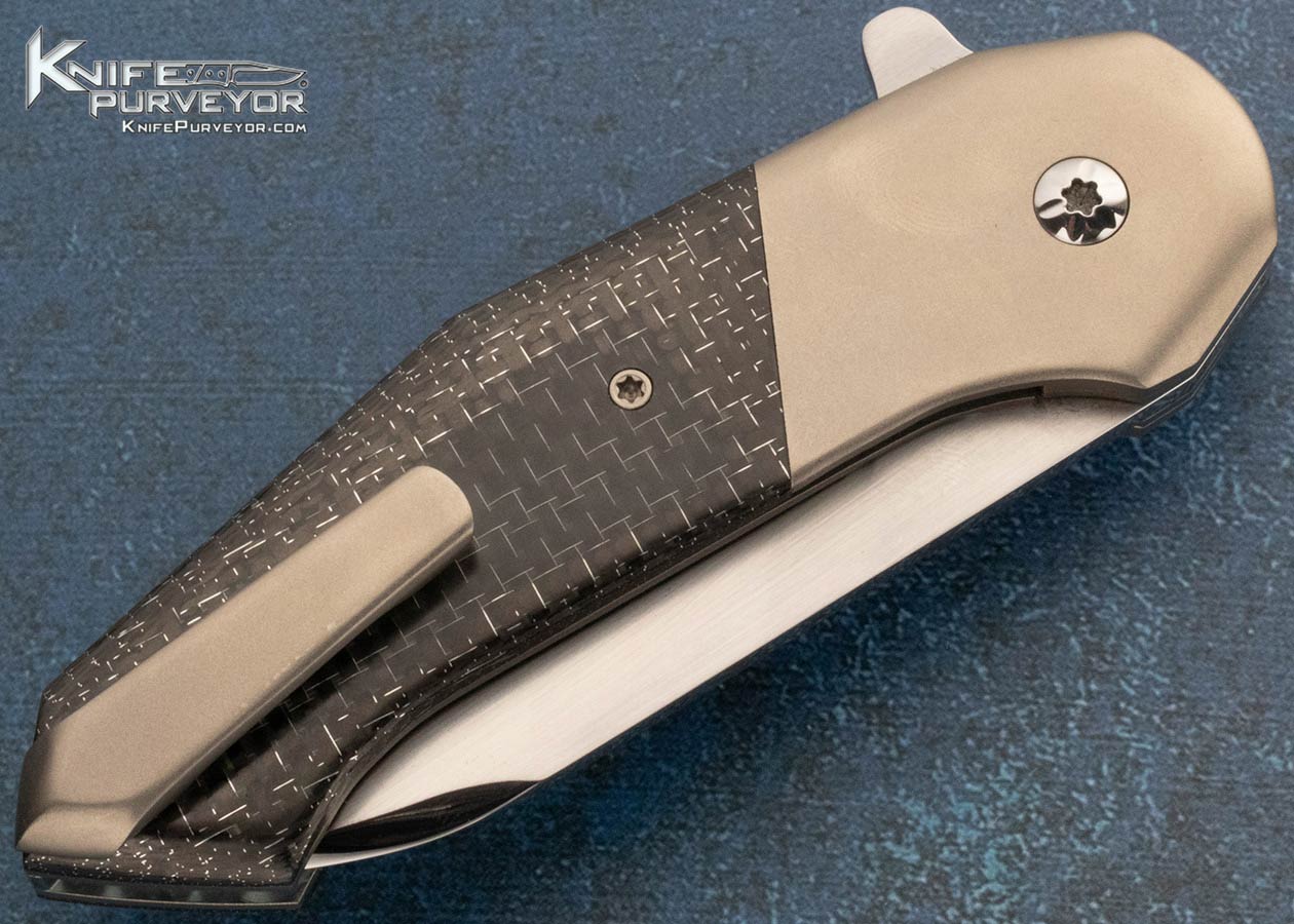 Eric Demongivert Custom Knife Carbon Fiber Titan Linerlock Flipper - Image 4