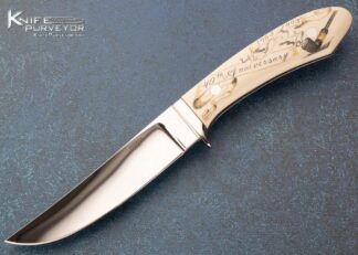 George Herron Custom Knife Scrimshawed by Sandra Brady Mammoth 40th Anniversary Knife 15498