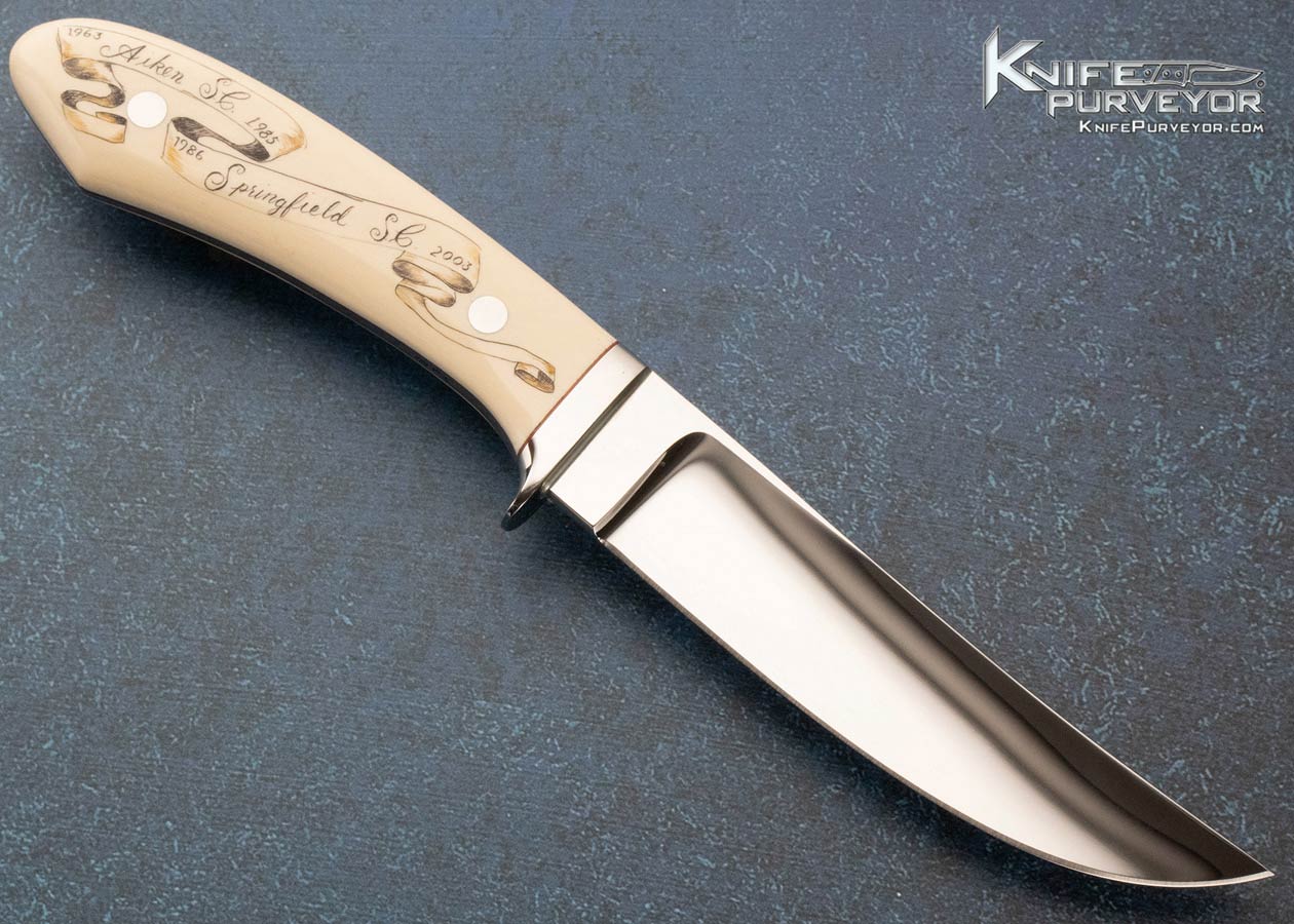 George Herron Custom Knife Scrimshawed by Sandra Brady Mammoth 40th Anniversary Knife - Image 3