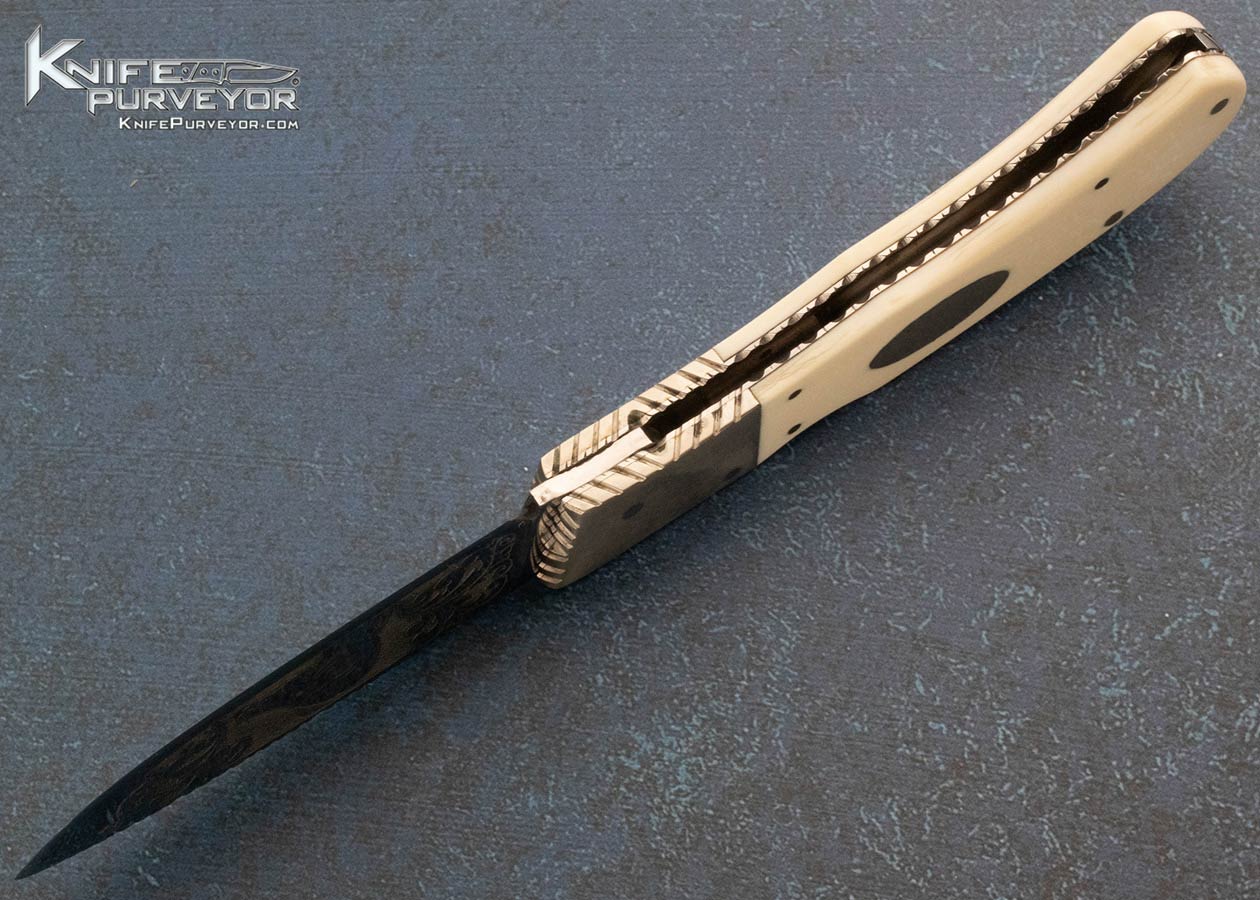 Harvey McBurnette Custom Knife Sole Authorship "Buffalo" Engraved and Scrimshawed Front Lock Circa 1976 - Image 6