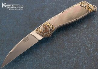 Jack Busfield Custom Knife Black Lip Tahitian Pearl Shell Lockback Engraved by Jon Robyn 15483