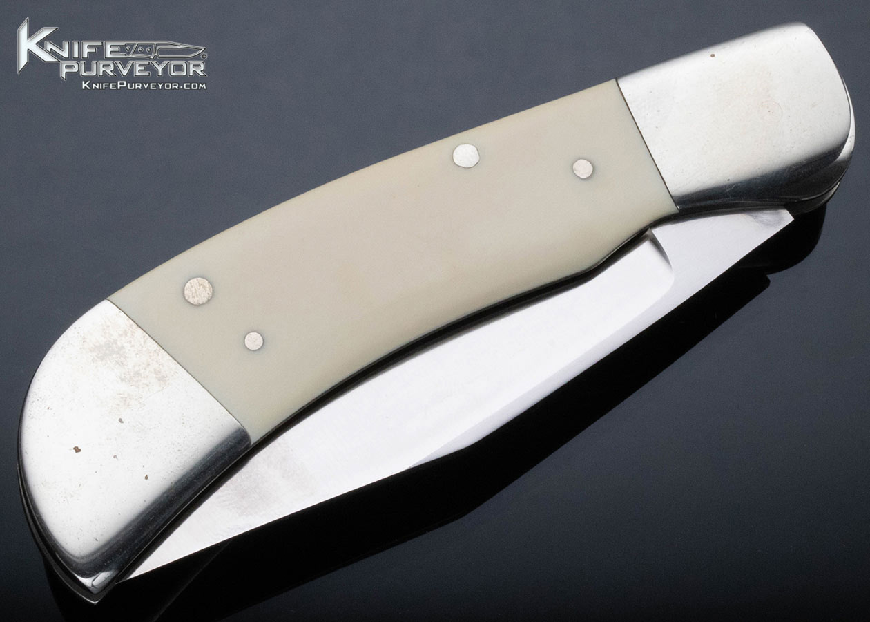 Jerry Stone Custom Knife Nickel Silver and Mammoth Tab Release Automatic - Image 4