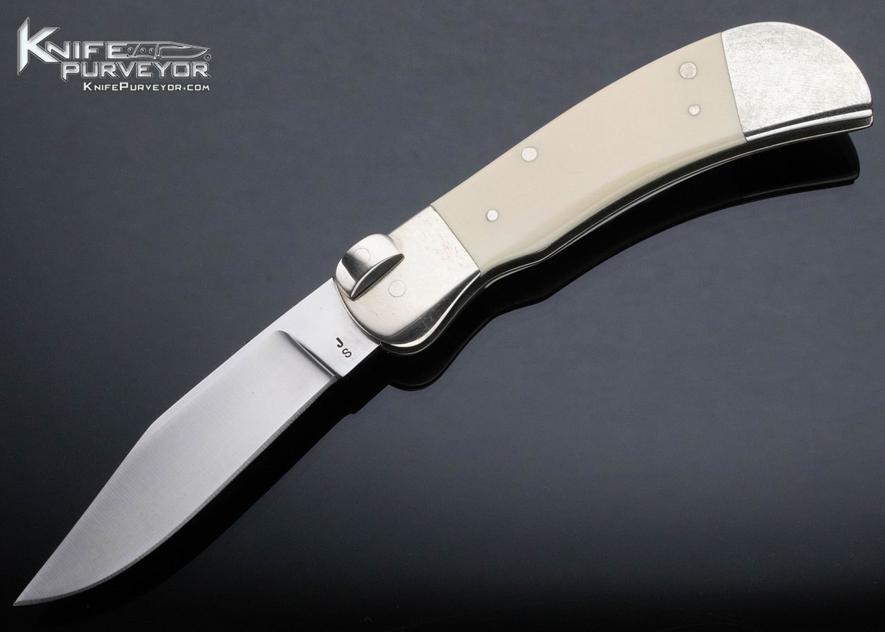 Jerry Stone Custom Knife Nickel Silver and Mammoth Tab Release Automatic 15372