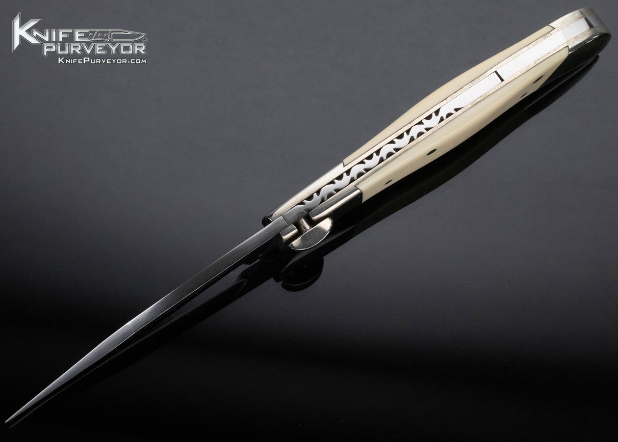 Jerry Stone Custom Knife Nickel Silver and Mammoth Tab Release Automatic - Image 6