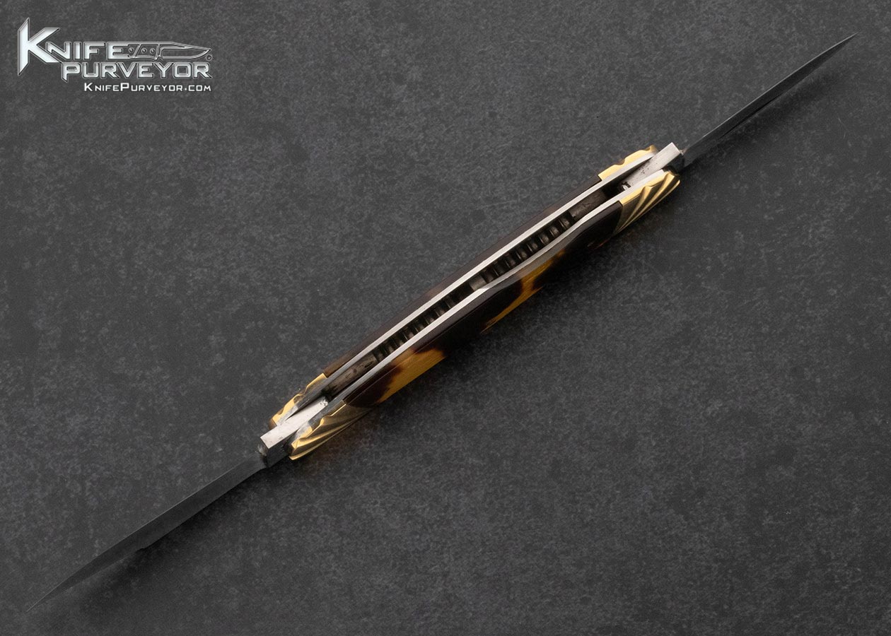 Joel Chamblin Custom Knife 14Kt Gold and Amber 2 Blade Slip Joint - Image 6