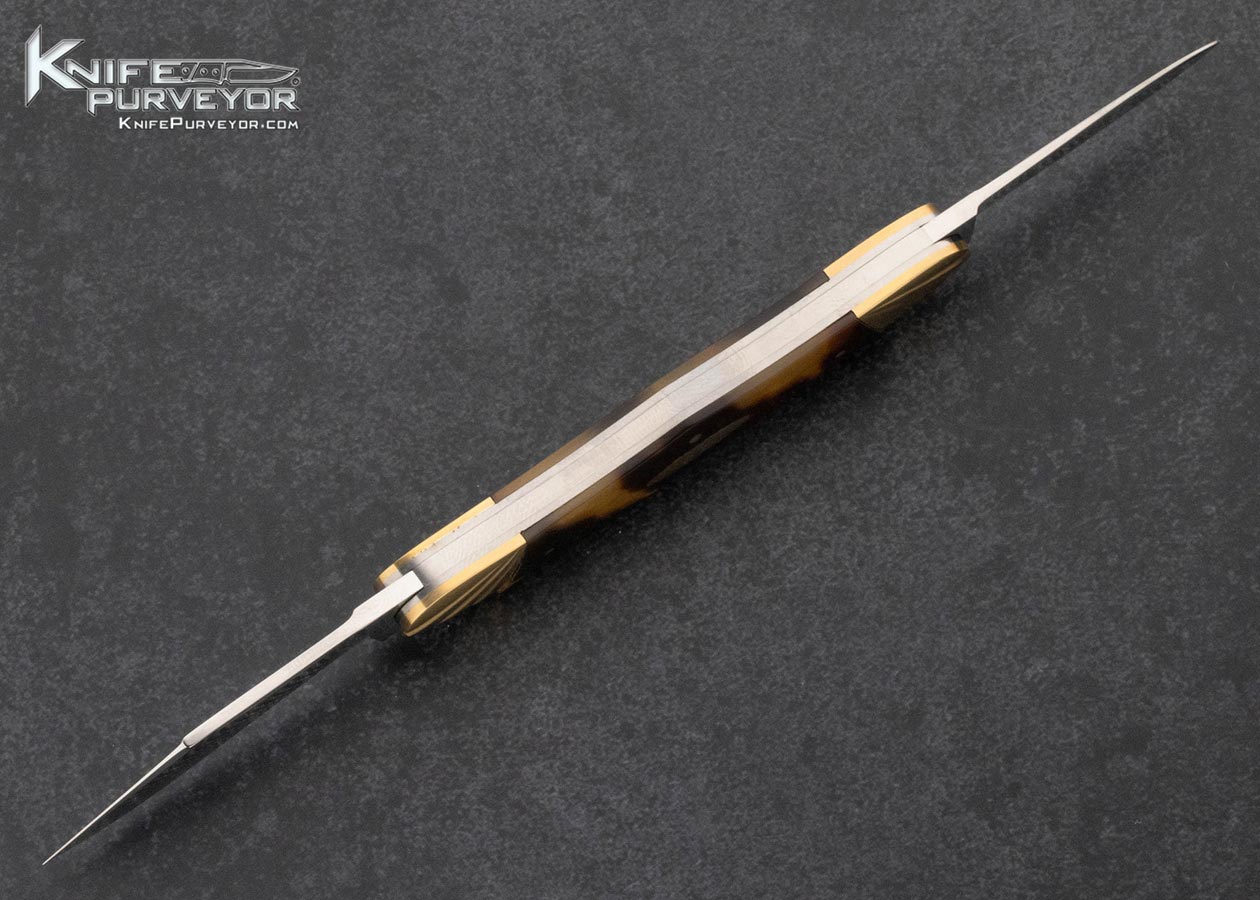 Joel Chamblin Custom Knife 14Kt Gold and Amber 2 Blade Slip Joint - Image 5