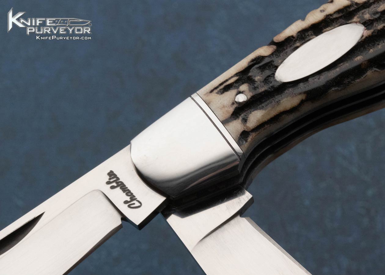 Joel Chamblin Custom Knife 2 Blade Stag Slip Joint - Image 2